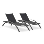 paris prix Lot de 2 Bains de Soleil Empilables "Barcelona" 195cm Noir