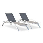 paris prix Lot de 2 Bains de Soleil Empilables "Barcelona" 195cm Blanc