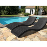 Paris Prix Lot De 2 Bains De Soleil Empilables "Cancun" 190cm Noir