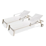 Paris Prix Lot De 2 Bains De Soleil Multi-Positions "Ibiza" 210cm Blanc