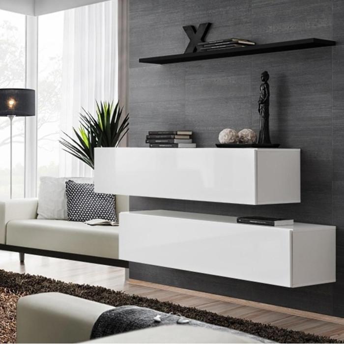 Paris Prix Lot De 2 Bancs Muraux Blanc & Étagère "Switch SBII" 130cm Blanc