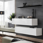 paris prix Lot de 2 Bancs Muraux Blanc & Étagère "Switch SBII" 130cm Blanc