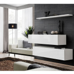 Paris Prix Lot De 2 Bancs Muraux & Étagère "Switch SBII" 130cm Blanc