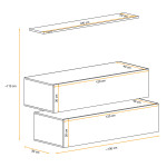 Paris Prix Lot De 2 Bancs Muraux & Étagère "Switch SBII" 130cm Blanc & Noir