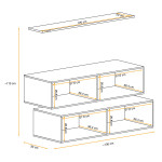 Paris Prix Lot De 2 Bancs Muraux & Étagère "Switch SBII" 130cm Blanc & Noir