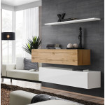 paris prix Lot de 2 Bancs Muraux & Étagère "Switch SBII" 130cm Blanc & Naturel
