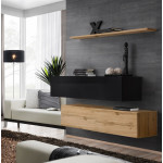 paris prix Lot de 2 Bancs Muraux & Étagère "Switch SBII" 130cm Naturel & Noir