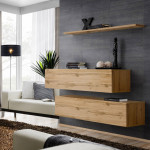 paris prix Lot de 2 Bancs Muraux & Étagère "Switch SBII" 130cm Naturel