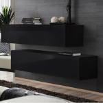 Paris Prix Lot De 2 Bancs Muraux & Étagère "Switch SBII" 130cm Noir
