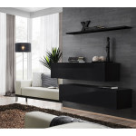Paris Prix Lot De 2 Bancs Muraux & Étagère "Switch SBII" 130cm Noir