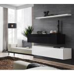 Paris Prix Lot De 2 Bancs Muraux & Étagère "Switch SBII" 130cm Noir & Blanc