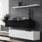 paris prix Lot de 2 Bancs Muraux & Étagère "Switch SBII" 130cm Noir & Blanc
