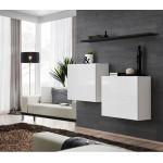 Paris Prix Lot De 2 Blocs & Étagère "Switch SBI" 130cm Blanc & Noir