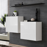 paris prix Lot de 2 Blocs & Étagère "Switch SBI" 130cm Blanc & Noir