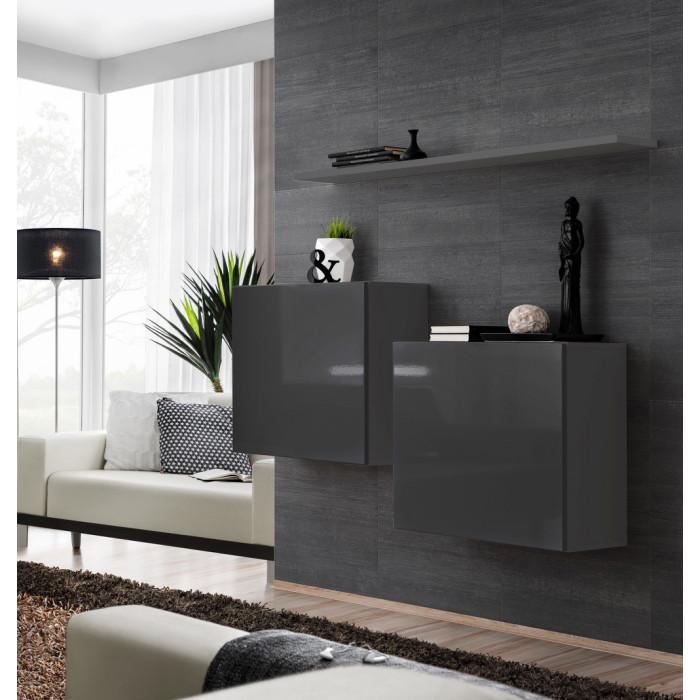 Paris Prix Lot De 2 Blocs & Étagère "Switch SBI" 130cm Gris