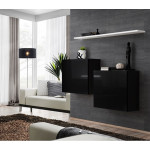 Paris Prix Lot De 2 Blocs & Étagère "Switch SBI" 130cm Noir & Blanc