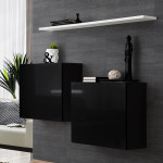 paris prix Lot de 2 Blocs & Étagère "Switch SBI" 130cm Noir & Blanc