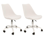 paris prix Lot de 2 Chaises à Roulettes "Kiruna" 92cm Blanc