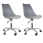 paris prix Lot de 2 Chaises à Roulettes "Kiruna" 92cm Gris