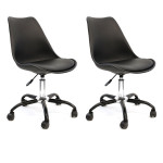 paris prix Lot de 2 Chaises à Roulettes "Kiruna" 92cm Noir