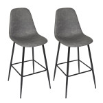 paris prix Lot de 2 Chaises de Bar "Amber" 106cm Gris