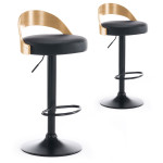 paris prix Lot de 2 Chaises de Bar "Baron" 85cm Noir & Chêne Clair