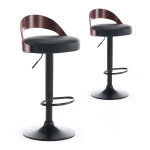 paris prix Lot de 2 Chaises de Bar "Baron" 85cm Noir & Marron