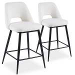 Paris Prix Lot De 2 Chaises De Bar "Bouclette" 92cm Crème & Noir