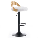 Paris Prix Lot De 2 Chaises De Bar Bouclette "Baron" 85cm Crème & Chêne Clair