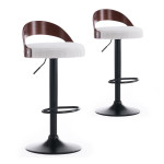 paris prix Lot de 2 Chaises de Bar Bouclette "Baron" 85cm Crème & Marron