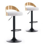 paris prix Lot de 2 Chaises de Bar Bouclette "Baron" 85cm Crème & Chêne Clair