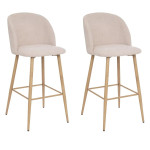 paris prix Lot de 2 Chaises de Bar "Céleste" 106cm Beige Lin