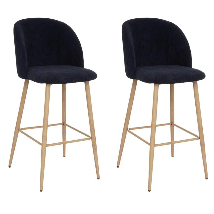 Paris Prix Lot De 2 Chaises De Bar "Céleste" 106cm Bleu Encre
