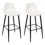 paris prix Lot de 2 Chaises de Bar Côtelé "Scott" 100cm Beige