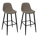 paris prix Lot de 2 Chaises de Bar Côtelé "Scott" 100cm Taupe
