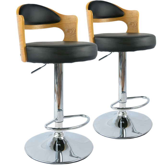 Paris Prix Lot De 2 Chaises De Bar "David" 90-110cm Chêne Clair & Noir