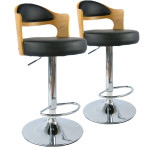 paris prix Lot de 2 Chaises de Bar "David" 90-110cm Chêne Clair & Noir