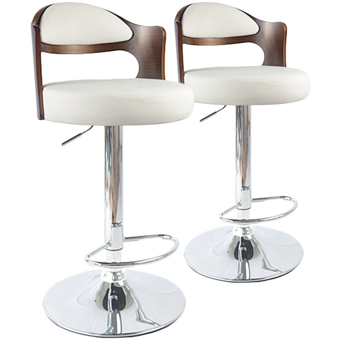 Paris Prix Lot De 2 Chaises De Bar "David" 90-110cm Noisette & Blanc