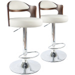 paris prix Lot de 2 Chaises de Bar "David" 90-110cm Noisette & Blanc