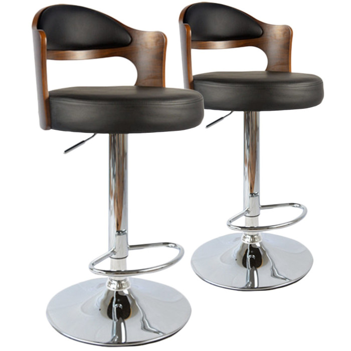 Paris Prix Lot De 2 Chaises De Bar "David" 90-110cm Noisette & Noir