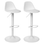 paris prix Lot de 2 Chaises de Bar Design "Aiko" 82-103cm Blanc