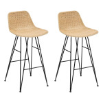 paris prix Lot de 2 Chaises de Bar en Rotin "May" 90cm Naturel