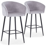 Paris Prix Lot De 2 Chaises De Bar En Velours "Kandi" 106cm Argent