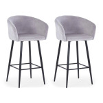 paris prix Lot de 2 Chaises de Bar en Velours "Kandi" 106cm Argent