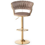 Paris Prix Lot De 2 Chaises De Bar En Velours "Odyssée" 87-109cm Taupe & Or