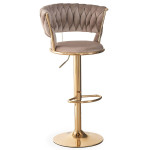 Paris Prix Lot De 2 Chaises De Bar En Velours "Odyssée" 87-109cm Taupe & Or