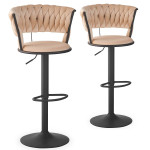 Paris Prix Lot De 2 Chaises De Bar En Velours "Odyssée" 87-109cm Beige