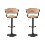 paris prix Lot de 2 Chaises de Bar en Velours "Odyssée" 87-109cm Beige