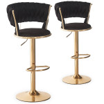 Paris Prix Lot De 2 Chaises De Bar En Velours "Odyssée" 87-109cm Noir & Or