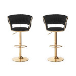 paris prix Lot de 2 Chaises de Bar en Velours "Odyssée" 87-109cm Noir & Or